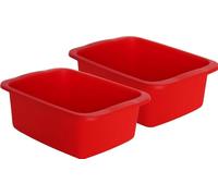 MACHIAVELLI Start Kit De Lavabo Rectangular Rojo De 2 Piezas. Bol De Plástico Con Capacidad De 10 Litros. La Bandeja Multiusos Mide 42 X 31 X 15,5 Cm