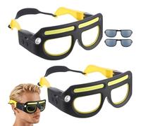 Machify 2 gafas impermeables y cómodas para faros delanteros, lentes de seguridad LED recargables con sensor de movimiento, 5 modos de iluminación, alto brillo de larga duración para pesca nocturna y