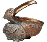 Machify Figura pelícano de bronce, estatua de resina de animal con boca abierta, decoración única de mesa de entrada para el hogar, sala de estar, oficina, plato de dulces de pelícano, contenedor de