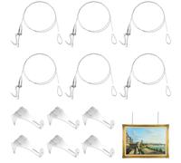 Machify Kit para colgar cuadros de acero inoxidable de 66 libras, imagen de pared, exposición, para galería de arte, 12 cables de exhibición de marco de fotos de 79 pulgadas con gancho ajustable
