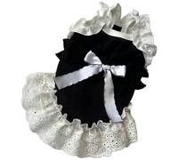 Machify Vestido de princesa para perro, disfraz de encaje de algodón negro, estilo Lolita pequeño para niñas y gatos, busto de 13.8 pulgadas, espalda 9.8 pulgadas