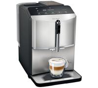 Siemens Cafetera automática EQ300 TF303E07 para muchas especialidades de café, espumador de leche, molinillo de cerámica, función OneTouch, 1300 W, acero inoxidable plateado metálico