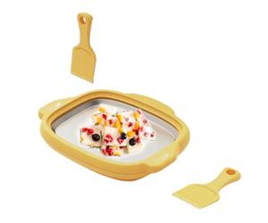 Machine À Glace Roulée | Acier Inoxydable Avec 2 Grattoirs | Machine À Glace Facile À Préparer | Pour Et Adultes Fait Maison Crème Glacée Sorbete Postre Yaourt Maison Cuisine