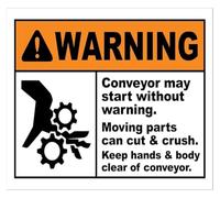 Machine Guarding Warning Conveyor Start Sign 12x8 Inch