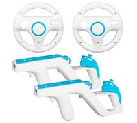 Machine-Ya Wii Zapper Gun y volante compatible con Nintendo Wii y Wii U Remote Game (paquete de 2, blanco)