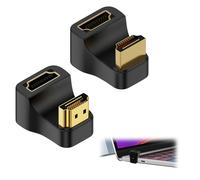 Macho a Hembra HDMI 2.1 U Forma Angulo Mostrar Adaptador 180 Grados Ultra HD Conector Tomas 3D 8K@60Hz UHD2.1, para HDTV Laptop PC Monitor Proyector, 2Pcs (1 Positivo+1 Invertir)