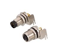 Macho hembra M8 3 4 5 6 8 polos pines montaje trasero en ángulo recto con conexión a tierra tipo PCB impermeable IP67 M10 conectores de sensor de tornillo(Dark Grey,PCB_GROUNDED_M8_4 PIN A-CODE)