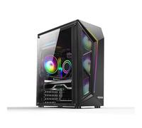 MACHPOWER Accesorios PC y Portátiles Marca Modelo Case Gaming 1 LED RGB + 4 Fan ARGB, 2 USB, Glass Panel