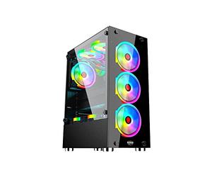 MACHPOWER Accesorios PC y Portátiles Marca Modelo Case Gaming 4 Fan ARGB, 3 USB3.0, Glass Front Panel