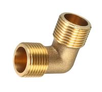 MACHSWON 1 codo de latón de 90 grados, macho de 3/8 PT a macho de 3/8 PT, conector roscado a prueba de fugas para fontanería y HVAC