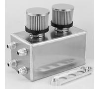 MACHSWON 3L Twin Baffle Dual Filter Engine AN10 Oil Catch Can Tank Depósito (3L-Plata)