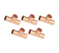 MACHSWON 5 conectores en T de cobre de 0.3 pulgadas, diámetro interior de 0.8 mm de grosor, alta presión a prueba de fugas, conector de tubería en forma de T para fontanería y HVAC