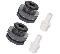 MACHSWON Adaptador de tanque de mamparo de PVC con rosca G1/2 con enchufe y tubo de púas de 16 mm OD para barriles de lluvia, tanque de agua, acuarios, estanques, 2 juegos