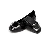 MACHSWON Ballet plano para mujer con hebilla, zapatos planos de ballet plegables con hebilla, mocasines portátiles para mujer, Negro liso., 40 EU