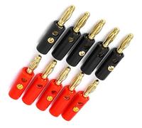 MACHSWON Banana Plugs - Conector de altavoz chapado en oro de 24 quilates para cable de altavoz, cine en casa, placa de pared, receptor de audio/video y sistemas de sonido (5 pares/10 piezas)
