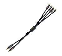 MACHSWON Cable de audio y vídeo estéreo blindado RCA de 1 pie para subwoofer, 2 machos a 4 hembras, adaptador en Y, cable de extensión chapado en oro de 24 quilates