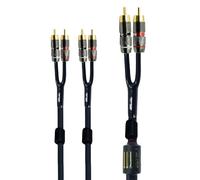MACHSWON Cable de audio y vídeo estéreo de 1.5 pies blindado RCA para subwoofer, 2 machos a 4 machos, doble altavoz, adaptador en Y, cable de extensión chapado en oro de 24 quilates