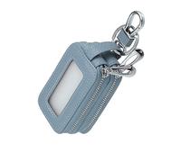 MACHSWON Funda para llave de coche de piel sintética de doble capa con cremallera multifuncional, bolsillo para dinero, mando a distancia, color azul