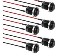 MACHSWON Interruptor de botón momentáneo de 12 V, paquete de 6 mini interruptores de metal con cables precableados, agujero de montaje de 12 mm, IP65 impermeable, SPST ON/OFF