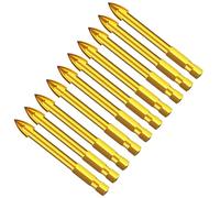 MACHSWON Juego de 10 brocas de tungsteno de 5 mm, brocas de carburo, vidrio, cerámica, cabeza de lanza en cruz, color dorado