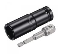 MACHSWON Juego de accesorios de enchufe de 1/2 pulgada de profundidad de 6 puntos de impacto de 20 mm de longitud y adaptador de vástago hexagonal de 1/4 pulgadas