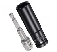 MACHSWON Juego de accesorios de enchufe de 1/2 pulgada de profundidad de 6 puntos de impacto de 3 pulgadas de longitud y adaptador de vástago hexagonal de 1/4 pulgadas