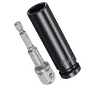 MACHSWON Juego de accesorios de enchufe de 1/2 pulgada de profundidad de 6 puntos de impacto de 3 pulgadas de longitud y adaptador de vástago hexagonal de 1/4 pulgadas