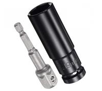 MACHSWON Juego de accesorios de enchufe de 1/2 pulgada de profundidad de 6 puntos de impacto de 3 pulgadas de longitud y adaptador de vástago hexagonal de 1/4 pulgadas