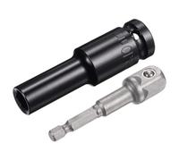 MACHSWON Juego de accesorios de enchufe de 1/2 pulgada de profundidad de 6 puntos de impacto de 3 pulgadas de longitud y adaptador de vástago hexagonal de 1/4 pulgadas