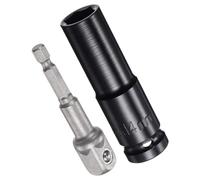 MACHSWON Juego de accesorios de enchufe de 1/2 pulgada de profundidad de 6 puntos de impacto de 3 pulgadas de longitud y adaptador de vástago hexagonal de 1/4 pulgadas