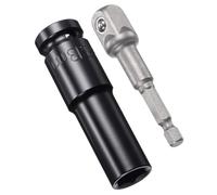 MACHSWON Juego de accesorios de enchufe de 1/2 pulgada de profundidad de 6 puntos de impacto de 3 pulgadas de longitud y adaptador de vástago hexagonal de 1/4 pulgadas