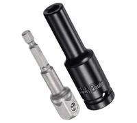 MACHSWON Juego de accesorios de enchufe de 1/2 pulgada de profundidad de 6 puntos de impacto de 8 mm de longitud y adaptador de vástago hexagonal de 1/4 pulgadas