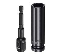 MACHSWON Llave de vaso de 1/2 pulgada de 15 mm de profundidad de 6 puntos de 3 pulgadas de longitud con adaptadores de vástago hexagonal de 1/2 a 1/4 pulgadas, kit de accesorios de adaptador de