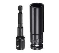 MACHSWON Llave de vaso de 1/2 pulgada de 17 mm de profundidad de 6 puntos de 3 pulgadas de longitud con adaptadores de vástago hexagonal de 1/2 a 1/4 pulgadas, kit de accesorios de adaptador de