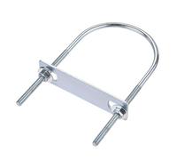 MACHSWON Perno redondo en U, juego de 2 pernos en U M6 de acero chapado en zinc de 76 mm de ancho interior de 150 mm de longitud con tuercas y placa de marco para automóviles, barcos, remolques