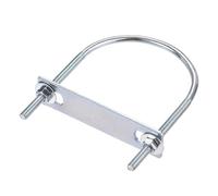 MACHSWON Perno redondo en U, juego de 2 pernos en U M6 de acero chapado en zinc de 80 mm de ancho interior de 120 mm de longitud con tuercas y placa de marco para automóviles, barcos, remolques