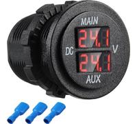 MACHSWON Voltímetro Digital LED Rojo 12V, Comprobador Baterias, Monitor Voltaje Panel Redondo para Coche, Camioneta, Caravana, Camión, Paquete Batería Dual