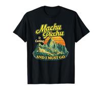 Machu Picchu Perú Viajes Andes Montañas Puesta del Sol Retro Camiseta
