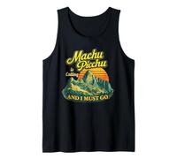 Machu Picchu Perú Viajes Andes Montañas Puesta del Sol Retro Camiseta sin Mangas