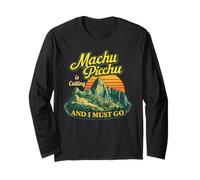 Machu Picchu Perú Viajes Andes Montañas Puesta del Sol Retro Manga Larga