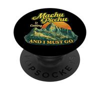 Machu Picchu Perú Viajes Andes Montañas Puesta del Sol Retro PopSockets PopGrip Adhesivo