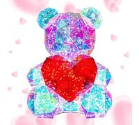 Maciun oso iluminado, oso iluminado, oso LED con un corazón rojo | Lámpara de mesa, regalo único para San Valentín, cumpleaños y cumpleaños para novia, amante y