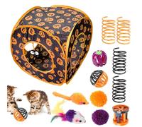 Maciun Paquete de juguetes para gatos | Cama de túnel acogedora con forma de cubo de calabaza, túnel de juego para gatos, juguetes interactivos para mascotas pequeñas siestas y tiempo de juego