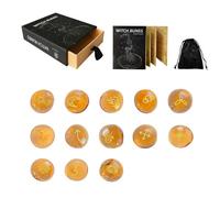 Maciun Runas para manualidades de brujas | Runas de adivinación de vidrio con instrucciones, bolsa, herramientas de artesanía multifuncionales, suministros de bruja portátiles para adivinación de