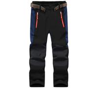 Macker Jones Pantalon Ski Enfant Imperméable Hiver Pantalon Randonnee Doublé Polaire Thermique Softshell Outdoor KZ0089-Black-122/128
