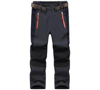 Macker Jones Pantalon Ski Enfant Imperméable Hiver Pantalon Randonnee Doublé Polaire Thermique Softshell Outdoor KZ0089-DarkGrey-134/140