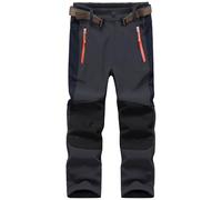Macker Jones Pantalon Ski Enfant Imperméable Hiver Pantalon Randonnee Doublé Polaire Thermique Softshell Outdoor KZ0089-DarkGrey-110/116