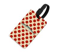 Mackerel on Red Polka Dot - Etiqueta de equipaje para bolsa de viaje, maleta, etiquetas de nombre