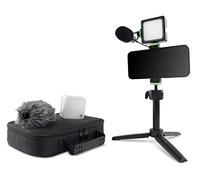 MACKIE EM-93MK Kit completo de creación de contenidos para smartphones y cámaras DSLR con micrófono EM-93M, trípode con cardán y luz LED