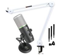 Mackie EM-Carbon - Micrófono de condensador USB con brazo articulado Keepdrum, color blanco